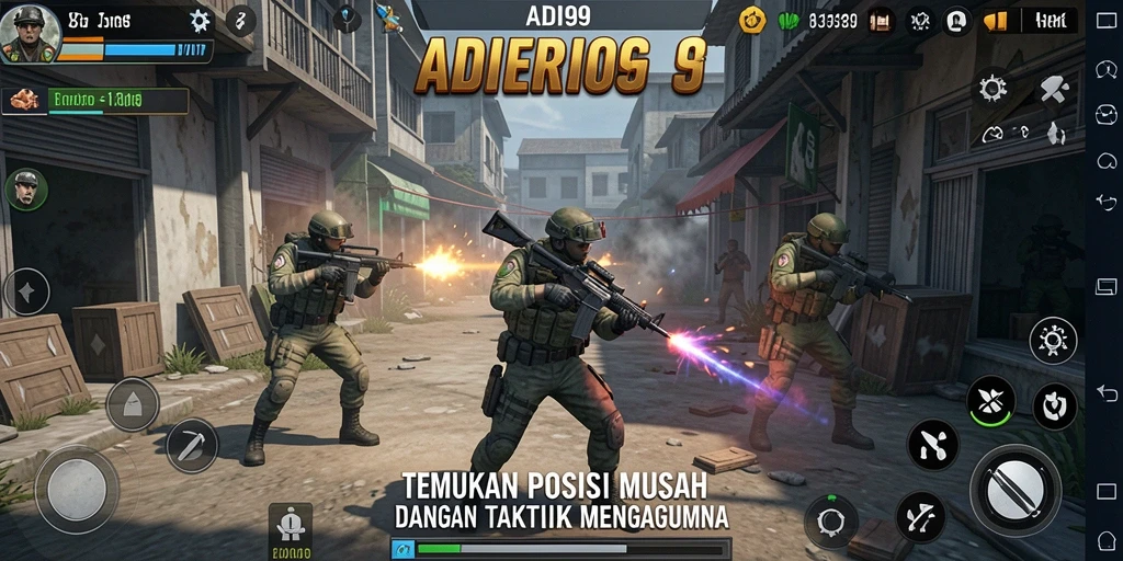Tampilan gameplay ADI99 yang menegangkan dalam pertempuran TPS.