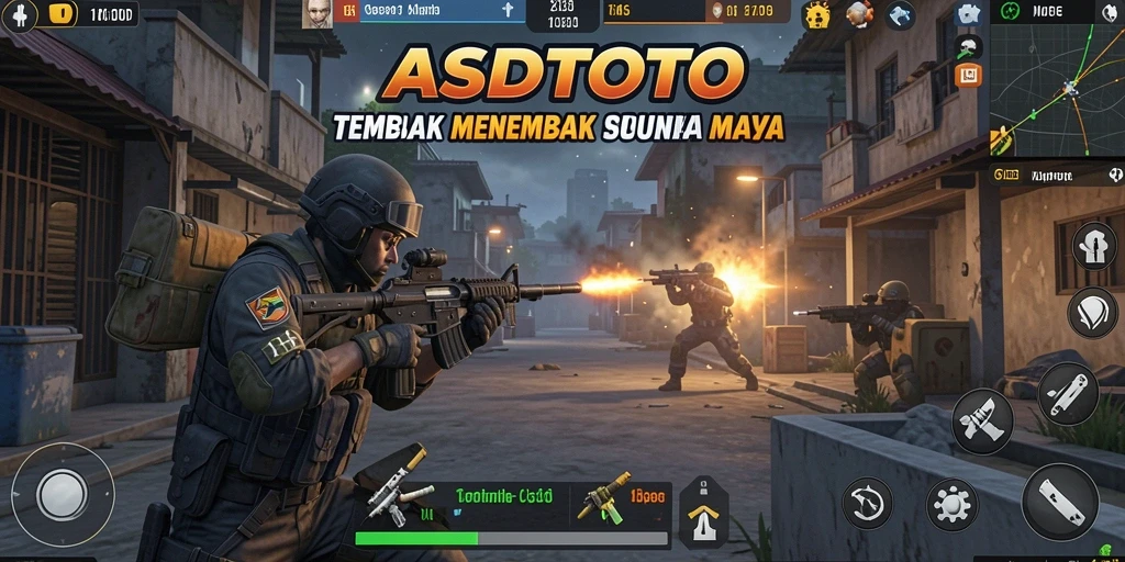 Screenshot gameplay ASDTOTO menampilkan aksi tembak menembak yang intens.
