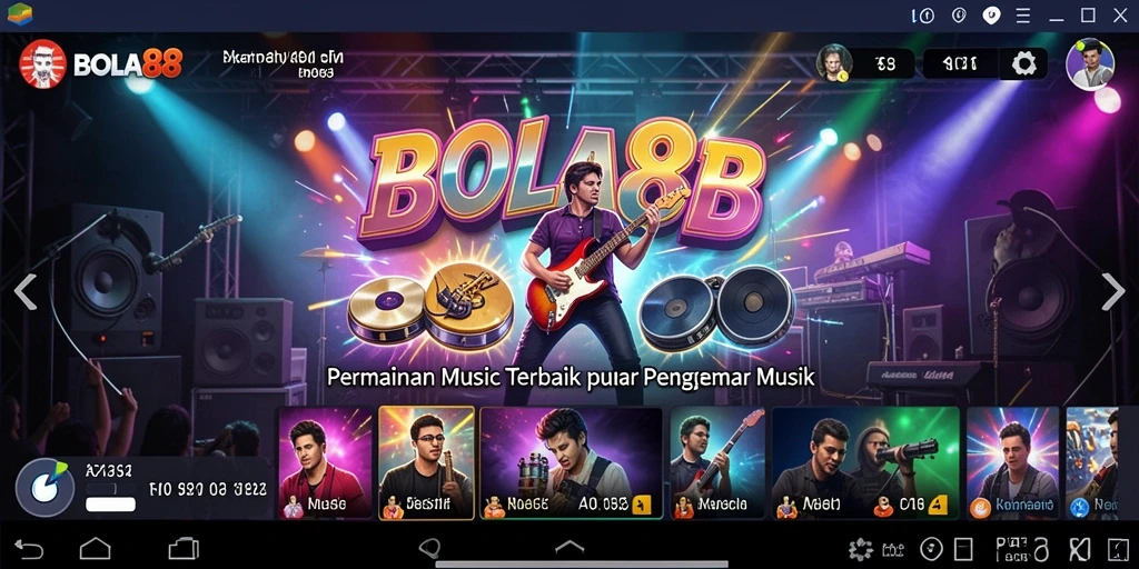 Tampilan gameplay BOLA88 yang seru dan interaktif dengan musik.