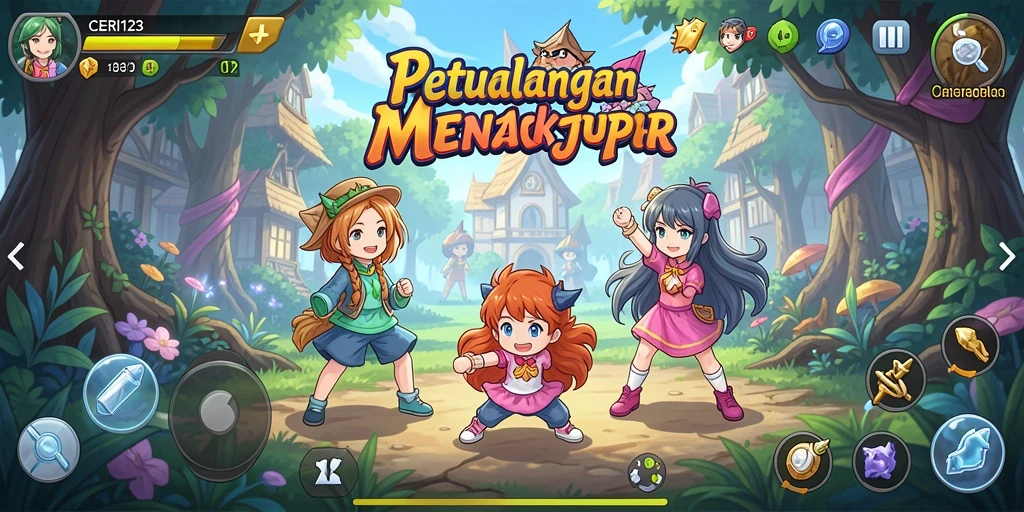 Tampilan menarik dari gameplay CERI123 yang penuh dengan karakter anime.