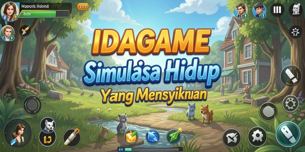 Tangkapan layar utama IDAGAME menampilkan momen seru dari gameplay Simulation.