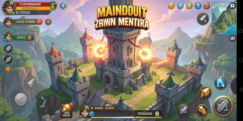 Screenshot gameplay MAINDUIT menampilkan aksi menegangkan dalam Tower Defense.