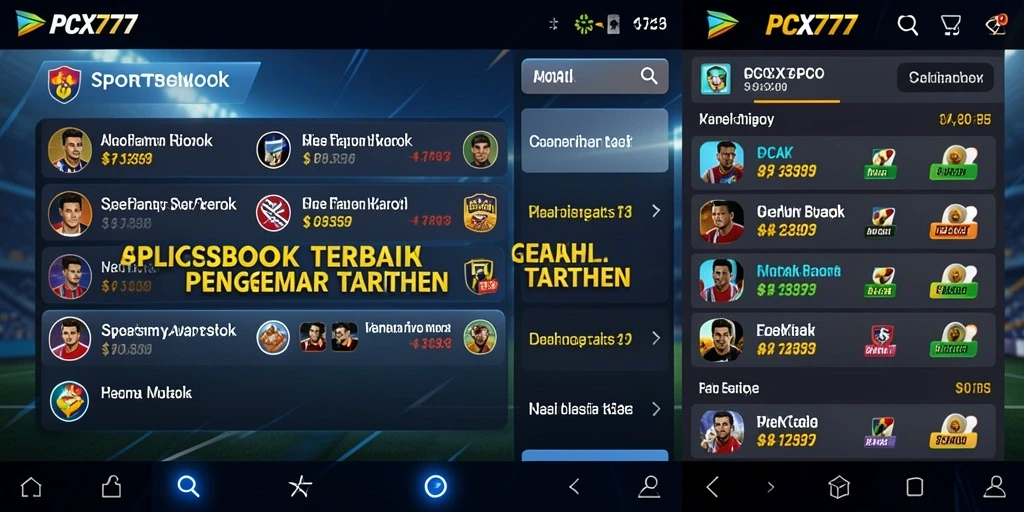 Tangkapan layar utama PCX777 menampilkan taruhan olahraga yang menarik.