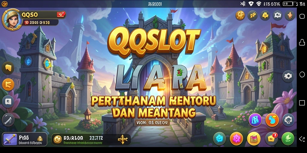 Tangkapan layar menunjukkan aksi menegangkan di QQSLOT dengan elemen Tower Defense.