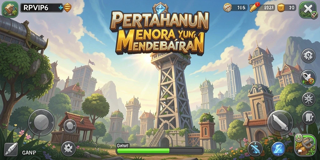 Tampilan menarik gameplay Tower Defense RPVIP6 saat bertahan dari serangan musuh.