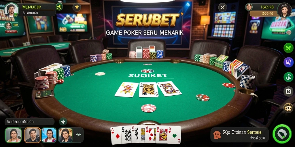 Tampilan gameplay SERUBET saat bermain Poker online.