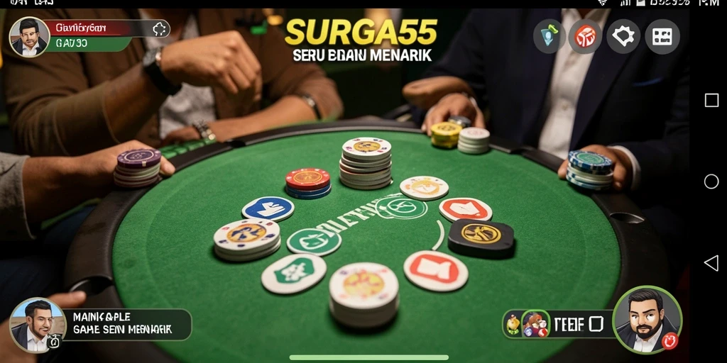 Tampilan screenshot utama SURGA55 menampilkan gameplay Gaple yang menarik.