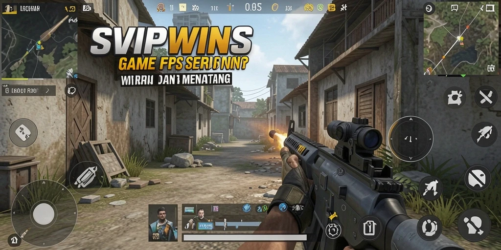 Screenshot utama menampilkan aksi intense dalam gameplay SVIPWINS FPS.